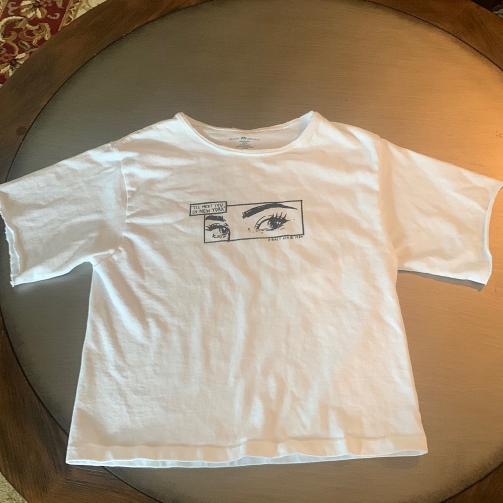 Brandy Melville White Semi-Cropped Shirt